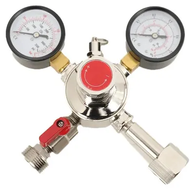 Produktbild von CO2 Druckminderer für Zapfanlage - Premium Plus Druckregler - Doppelmanometer - Für Bierfass und Getränke - CO2 Gasflaschenregler