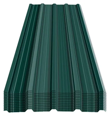 Zdjęcie produktu dla Eikuavons, 12 sztuk, profilowany blachodach trapezowy, 129 x 46 cm, ocynkowana blacha stalowa - profil falisty, kolor zielony, płyty dachowe do dachów, wiat garażowych, domków ogrodowych