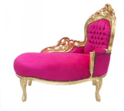 Produktbild von Casa Padrino Barock Kinder Chaiselongue in Pink und Gold - Hochwertiges Kindermöbel im Antikstil, 101 x 51 x 93 cm