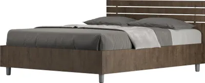 Produktbild von ITYHOME - Bett ohne Lattenrost 140x190 gerades Kopfteil mit Holzlatten Nussbaum Ankel