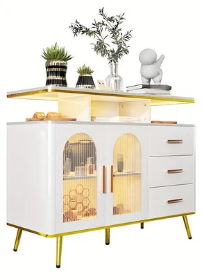 Produktbild von Küchenschrank – Aufbewahrungsschrank – Buffet – Vorratsschrank – 100x40x80 cm – Mit 3 Schubladen, einer Tür und einem offenen Fach