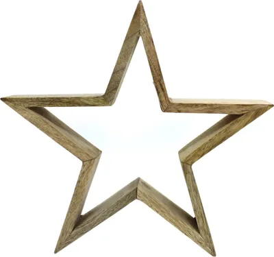 Produktbild von Holz Stern massiv natur 28 x 28cm