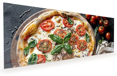 Produktbild von Küchenrückwand Spritzschutz Glas mit Motiv Pizza mit Tomaten 40 x 40 cm