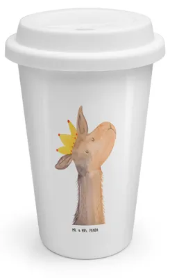 Produktbild von Mr. & Mrs. Panda ToGo Kaffeebecher Lamakopf König - Weiß - Geschenk, Papa, Mehrwegbecher, Isolierbecher, Mama, Thermobecher, Freundin, To Go, Chef, Lama
