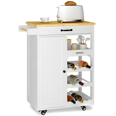 Produktbild von BEALIFE Küchenwagen KC52 64x36x91 cm | Mit Bremsrollen, Handtuchhalter (10 cm), verstellbaren Böden & Tablett | Weiß