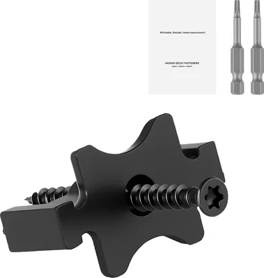 Produktbild von SucceBuy 90x verdeckte Befestigungen, Abstandshalter für Terrassendielen, universelle T-Clips aus Verbundmaterial & Kunststoffbefestigungen mit Schrauben, passend für 6,5-mm-Plattenabstand & 10 mm Plattenhöhe