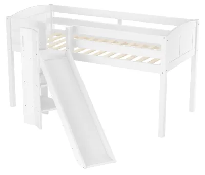 Produktbild von Schönes Spielbett für Kinder mit Rutsche 90x200 Kiefer weiß V-60.21W-09Rollrost inkl.