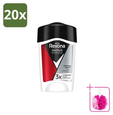 Image de 20 déodorants anti-transpirants Rexona Men Maximum Protection Intense Sport, format stick, 45 ml - Lot de 20