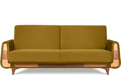 Obrázek produktu pro Pohovka Konsimo pro 3 osoby s rozkládací funkcí spaní s područkami "GUSTAVO", žlutá, látka, moderní, 230x98x98 cm