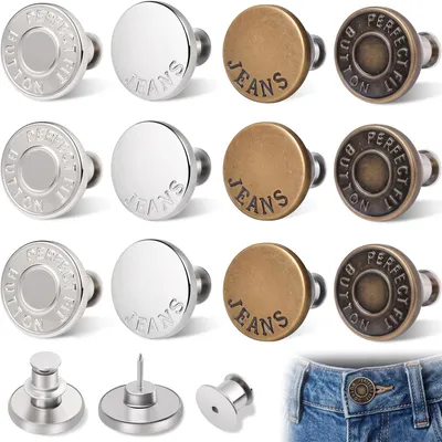 Jeansknöpfe ohne Nähen, 17 mm, 12 Stück, 4 Farben, Hosenbundverkleinerer