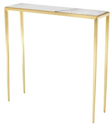 Image de Casa Padrino Console de salon en or avec plateau en marbre blanc 90 x 24,5 x H. 90 cm - Meubles de luxe