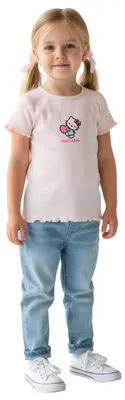 Produktbild von Hello Kitty Ripp T-Shirt für Mädchen - Heart Kinder Shirt Oberteil kurzärmlig Rosa 98-104