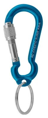 Blauer Zubehörkarabiner MINI RING Schraube von Aliens; 6 cm lang; mit sicherem Verschluss.