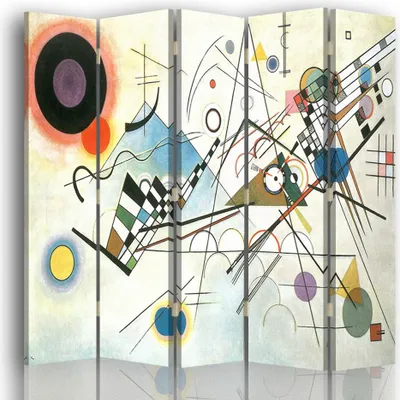 Produktbild von Paravent - Raumteiler Komposition VIII - Wassily Kandinsky - Dekorativer Raumtrenner cm. 180x170 (5 x)