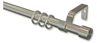 Produktbild von Interdeco Gardinenstange ausziehbar / Teleskop-Vorhangstange Edelstahl-Optik, Typ Nova Pano (Kappe), 19/16 mm Ø 1-läufig, 120-230 cm ausziehbar
