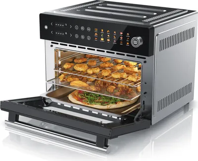Produktbild von Arendo Minibackofen Airfryer 30L Edelstahl Multifunktionsofen, XXL Heißluftfritteuse 1800W, mini Backofen Dörrgerät + Zubehör, Drehspieß, rotierender Frittierkorb