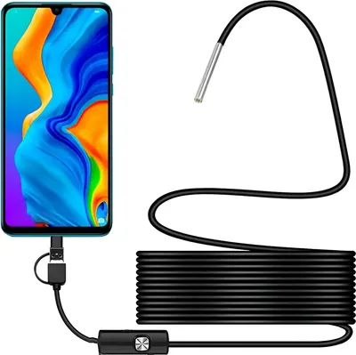 Produktbild von Endoskopkamera mit IP67 6 LED Handy Endoskop Micro-USB Typ-C Wasserdichte FHD Rohrkamera Halbsteife Kabel Inspektionskamera  Android Retoo