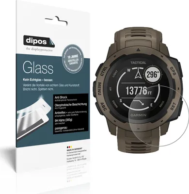 Produktbild von 2x Schutzfolie für Garmin Instinct Tactical Edition matt - Anti-Shock 9H Folie dipos Glass Kunststoffglas