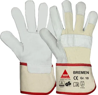 Obrázek produktu pro Bezpečnostní rukavice Hase Bremen velikost 10, hovězí kůže 12 ks