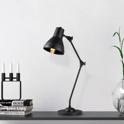 Immagine prodotto di Opviq, lampada da tavolo industriale, nero e oro, attacco E14, 40W, dimensioni 16x27x55 cm | 100% metallo