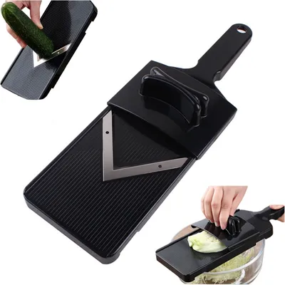 Produktbild von Gemüsehobel mit Restehalter,extrascharfen Edelstahl Klingen,Perfekt für Kartoffeln, Karotten & mehr,Spülmaschinengeeignet,32*10*7.5CM