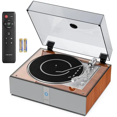 Imagen del producto de Tocadiscos automático con control remoto, altavoces integrados y conectividad Bluetooth