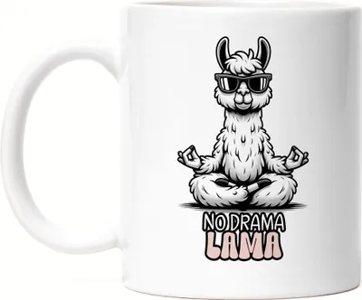 Produktbild von No Drama Lama Meditierendes Lama Tasse Weiß Yoga Humor Entspannung Büro