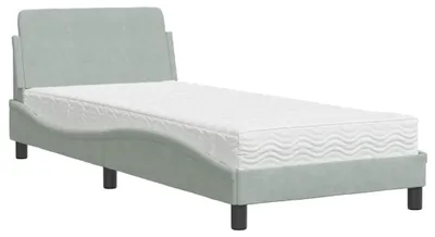 Immagine prodotto di vidaXL Letto con materasso "Dover" Grigio chiaro 80x200 cm Velluto