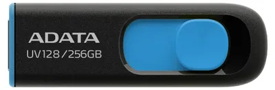 Zdjęcie produktu dla ADATA UV128, 256 GB, USB Typu-A, 3.2 Gen 1 (3.1 Gen 1), 100 MB/s, Bez zatyczki, Czarny, Niebieski