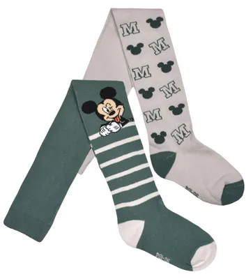 Produktbild von Disney Mickey Mouse Strumpfhose für Jungen - Kinder Strickstrumpfhose Kinderstrumpfhose Grün/Beige (2er Pack) 27-30