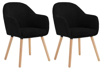 Zdjęcie produktu dla Krzesło do jadalni – zestaw 2 sztuki – krzesło biurowe – design skandynawski – obicie z tkaniny typu corduroy – drewniane nogi