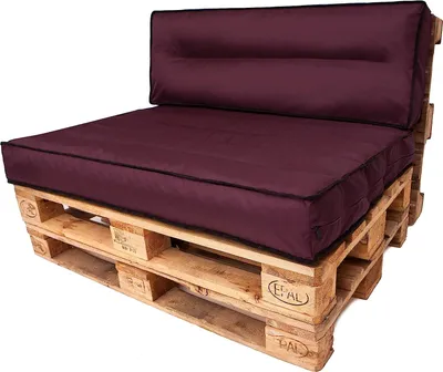 Produktbild von PillowPrim Palettenkissen Set abnehmbar Bezug wasserdicht Palettenauflagen Gartenkissen Set (Sitzkissen 120x80 + Rückenlehne 120x40) Rotwein