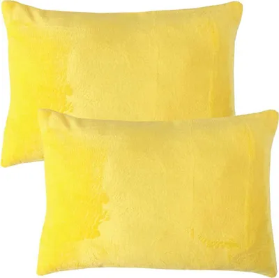 Produktbild von Kissenhülle Kuschel "Celina" 2er Pack, in der Größe "40 x 60cm" - Gelb - Kissenbezug mit Reißverschluss
