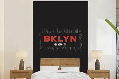 Produktbild von MuchoWow® Fototapete für Wohnzimmer oder Schlafzimmer Wandtapete Vinyl Motivtapete New York - Schwarz - Brooklyn - 200x300 cm - Wanddekorationen