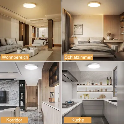 Produktbild von 28W LED Deckenleuchte Rund Farbwechsel 3 Lichtfarben Deckenlampe Memory Funktion für Schlafzimmer Wohnzimmer Büro Küche, φ30cm Weiß