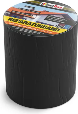 Produktbild von Isolbau Butyl Reparaturband - Schwarz, 150 mm x 10 m - Abdichtungsband für das Dach Loch Rohr wWohnmobile - Wasserdichter Schutz gegen Korrosion Witterung & UV-Bestrahlung - Selbstklebende Klebeband Dichtdnad