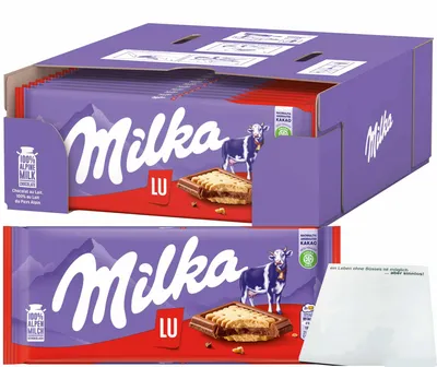 Produktbild von Milka Alpenmilch Schokolade mit LU Keks VPE (18x87g Karton) + usy Block