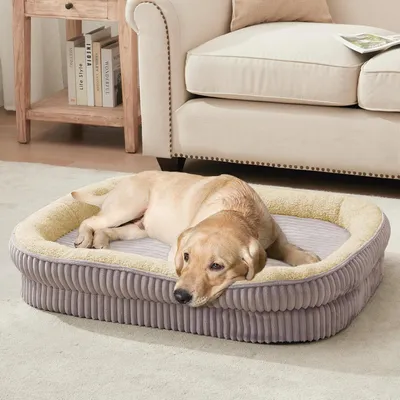 Produktbild von Hundebett Orthopädisches Bett für mittelgroße und große Hunde, Hundesofa aus hochdichtem Schaumstoff mit vierseitigem Kissen, Haustierbett, abnehmbare