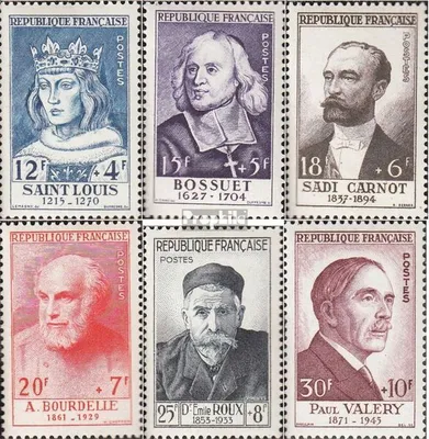 Produktbild von Briefmarken Frankreich 1954 Mi 1015-1020 (kompl.Ausg.) postfrisch Berühmte Franzosen