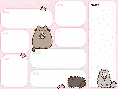 Obrázok produktu pre Pusheen týždenný plánovač stolový zápisník Po-Pia