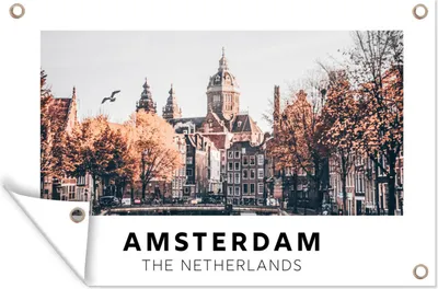 Produktbild von MuchoWow® 60x40 cm Outdoor-Poster Gartendeko Sichtschutz Garten Poster für den Garten  Amsterdam - Niederlande - Brücke