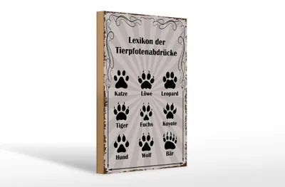 Produktbild von Holzschild Spruch 20x30cm Lexikon Tierpfotenabdrücke Tiere