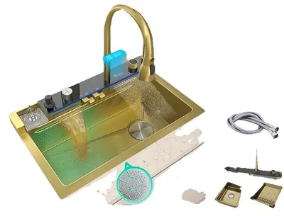 Produktbild von Küchenspüle, Einzelbecken, Edelstahl 304, 7546-Gold-FM-B