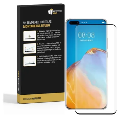 Produktbild von 2x 9H Panzerglas für Huawei P40 Pro FULL CURVED Displayschutz Schutzglas Panzerfolie Schutzfolie Displayglas Hartglas echtes Tempered Sicherheitsglas Glasfolie