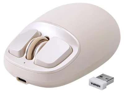 Obrázek produktu pro Bezdrátová myš, optický senzor s rozlišením 4800 DPI, trojrežimové připojení (2.4G / USB-C / Bluetooth), barva: béžová