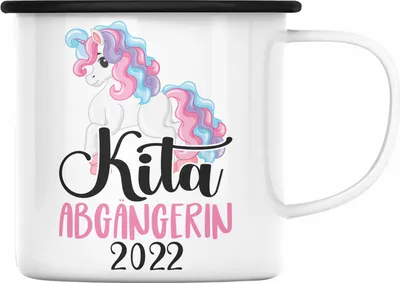 Produktbild von Trendation - Kita Abgängerin 2022 Einschulung Mädchen Geschenk Emaille Tasse Schulstart 1. Schultag Schuleinführung Schulanfang Geschenkidee Schulkind (Schwarz)