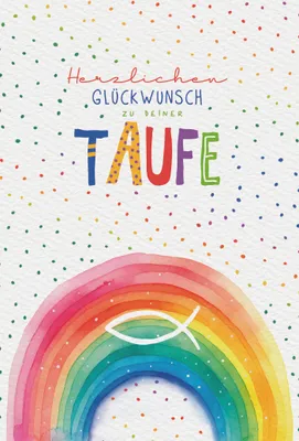 Produktbild von Taufe Herzlichen Glückwunsch Regenbogen Fisch Glückwunschkarte mit Umschlag