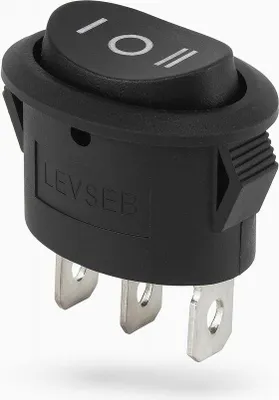 Produktbild von Wippschalter oval ON/OFF/ON 3-polig 6A 250V schwarz Snap-In Einbauöffnu 23×13 mm