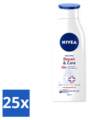 Produktbild von 25 x NIVEA Repair & Care Body Lotion für sehr trockene Haut 400 ml - Vorteilspackung - 25 Stücke