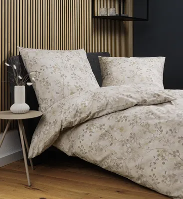 Produktbild von Janine Design Soft-Baumwolle-Bettwäsche-Garnitur CORTINA 71003 Farbe natur silber Größe 135x200+80x80